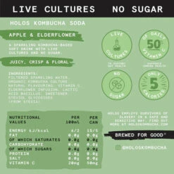 HOLOS Kombucha Soda Apple & Elderflower [250ml Cans] -Liquor Series Store HOLOS Kombucha soda apple elderflower ingredients 720x 14987496 cc69 499c a151 7525711e862f