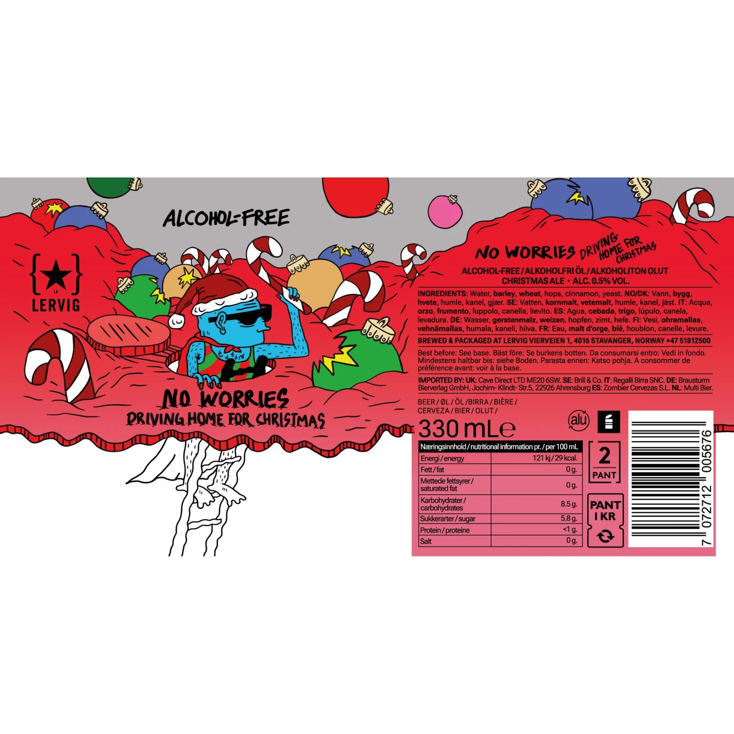 Lervig No Worries Driving Home For Christmas - Non Alcoholic Christmas Ale 2 Lervig No Worries Driving Home For Christmas - Non Alcoholic Christmas Ale - Image 2